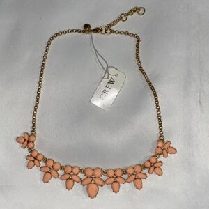 NWT J. Crew Pink/Peach & Gold Tone Statement Necklace